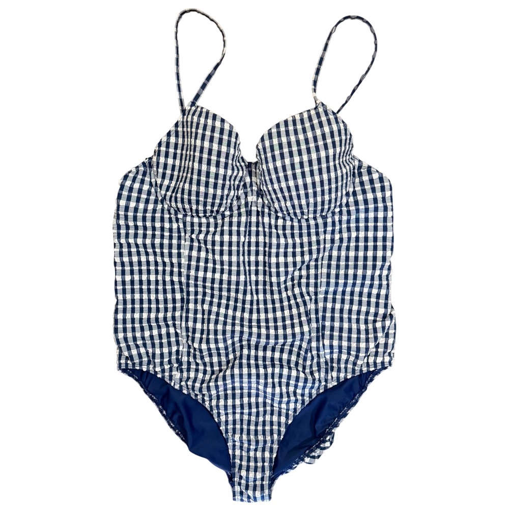 Vineyard Vines Navy and White Gingham One-Piece Swimsuit